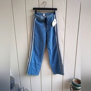 Vintage Y2K Lace up Carpenter 3 Stripe Jeans Women Size 7 Blue